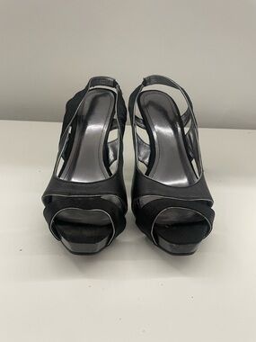 Steve Madden Black Peep-Toe Slingback Platform Heels